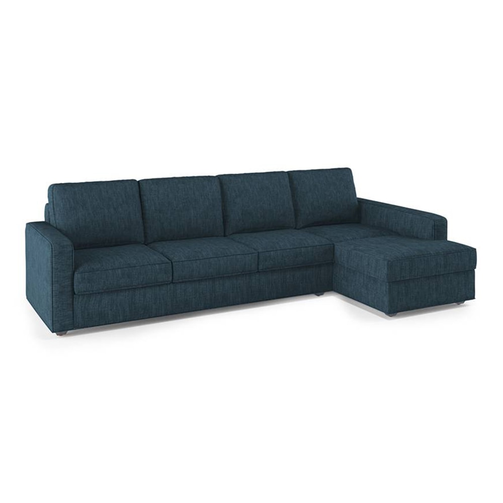 Apollo Compact Sofa (Colour : Indigo Blue, Cushion : Soft, Back Type : Regular, Seating Capacity : Right Aligned 3 Seater + Right Aligned Chaise)