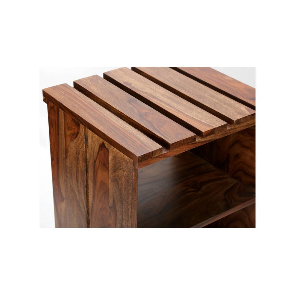 Arista Sheesham Wood Bedside Table in Teak Finish