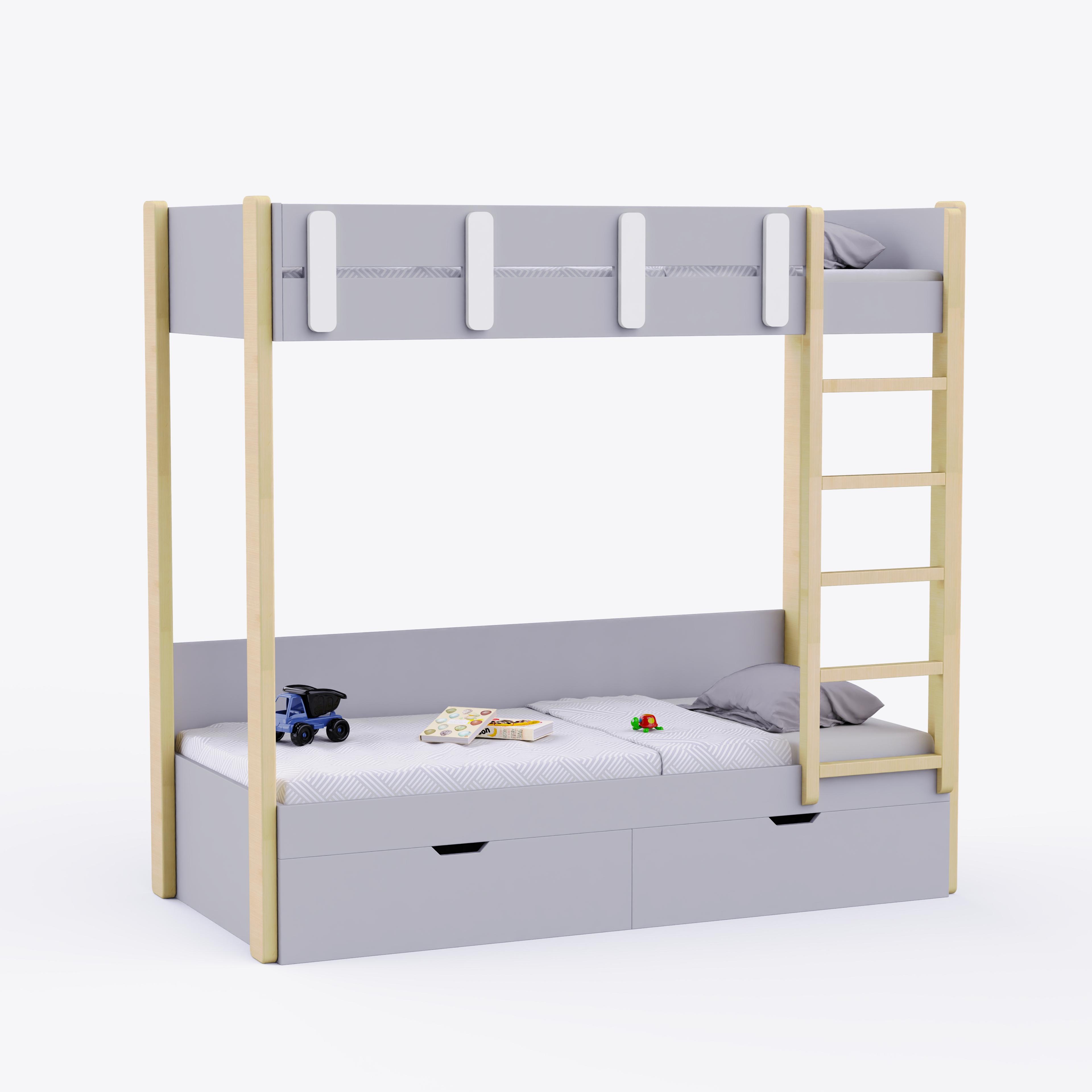 Pine Tree Single Size Bunk Bed In Grey Colour
