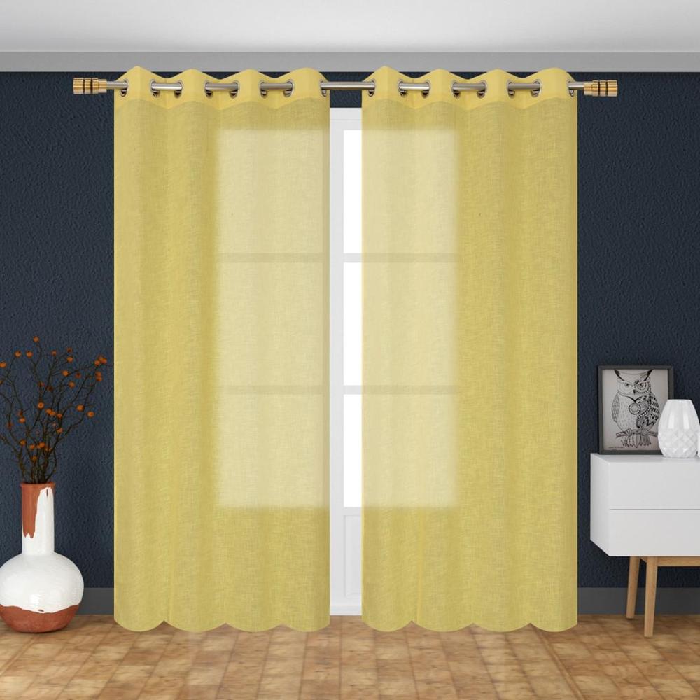 linen net Pack Of 2 Sheer Long Door Curtains - Aaho Decor
