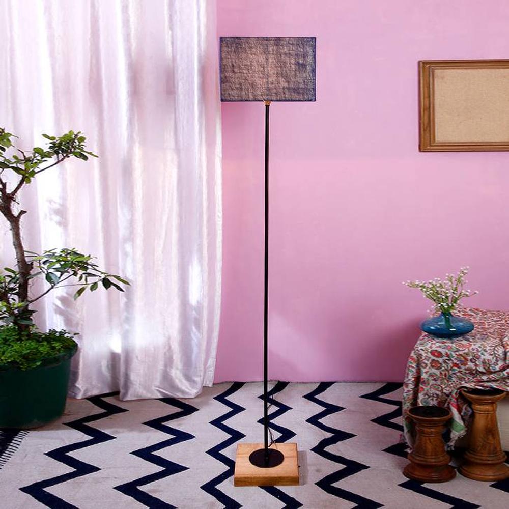 Earvin Blue Cotton Shade Floor Lamp