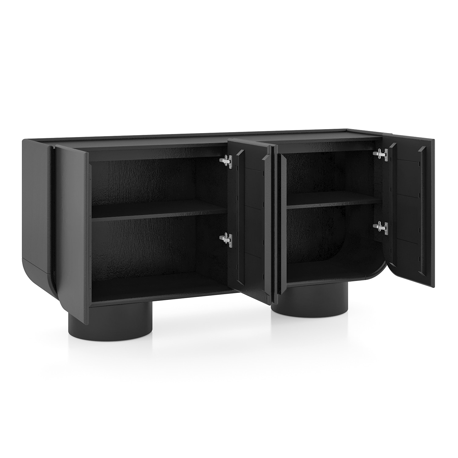 Nura Solid Wood Sideboard In Black Wire Brush