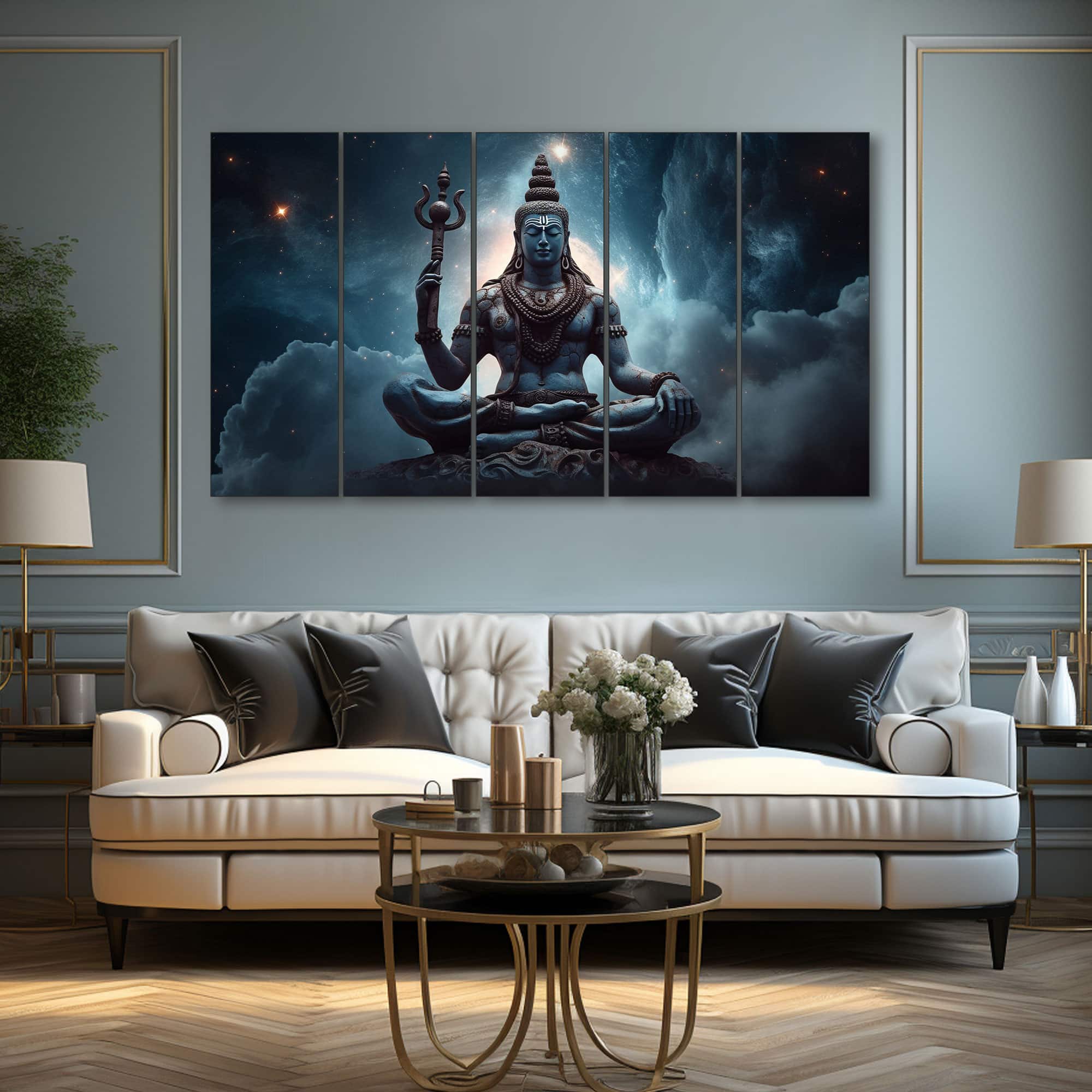 The Castle Decor Lord Shiva Wall Painting Wooden Framed 27x48 Inch (Style 10) - The Castle Decor