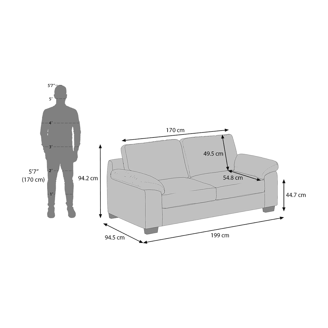 Esquel 3 Seater Leatherette Sofa in Cappuccino Colour