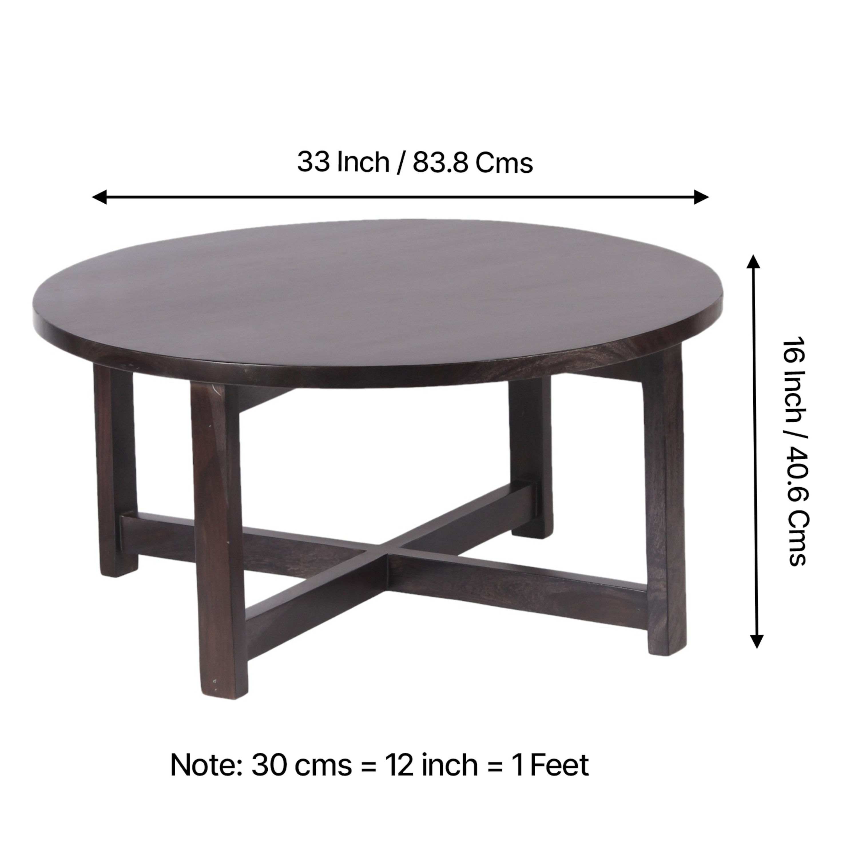 Nashville Sheesham Wood Coffee Table With 4 Stools Set In Mahogany Finish