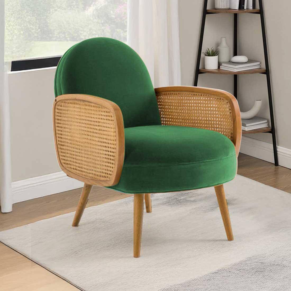 Holden Cane Accent Chair in Green Colour
