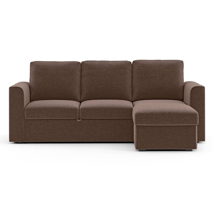 Kowloon Sectional 3 Seater Pull Out Sofa cum Bed In Daschund Brown Colour