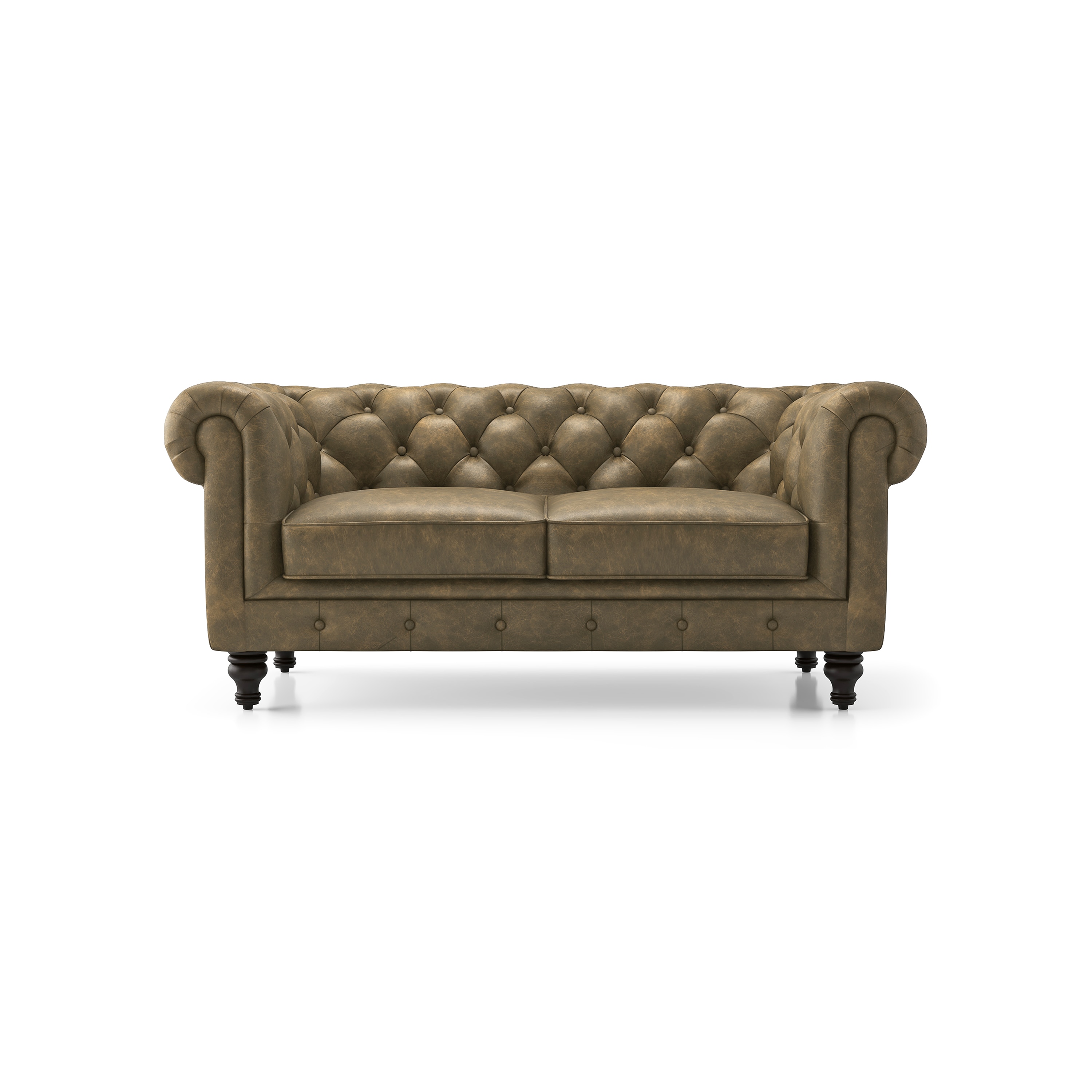 Winchester 2 Seater Luxury Italian Leather Sofa In Antique Moss