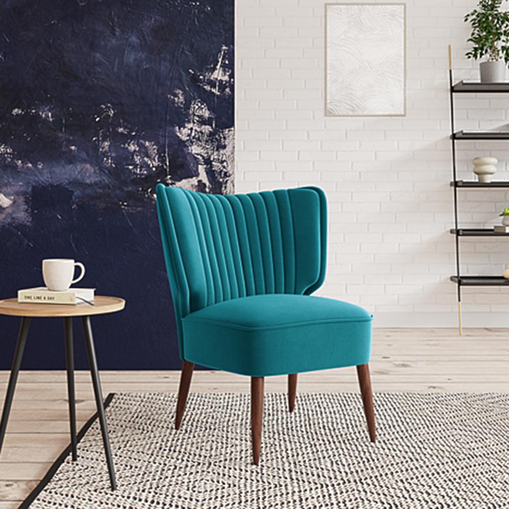 Duke Fabric Accent Chair in Teal Blue Colour - Home Lifestylez