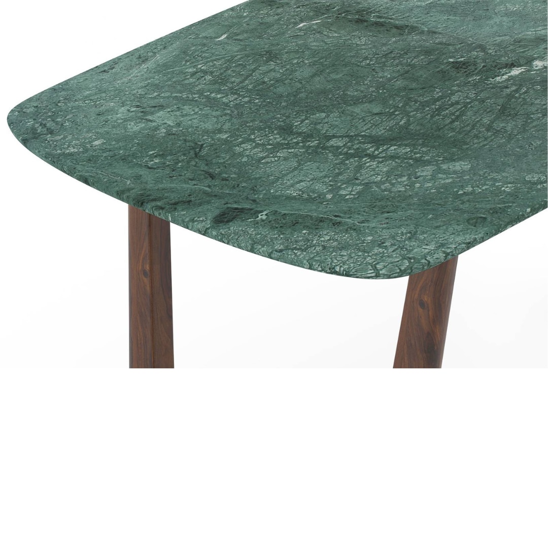 Adria Jade Green Marble 6 Seater Dining Table In New Walnut Finish