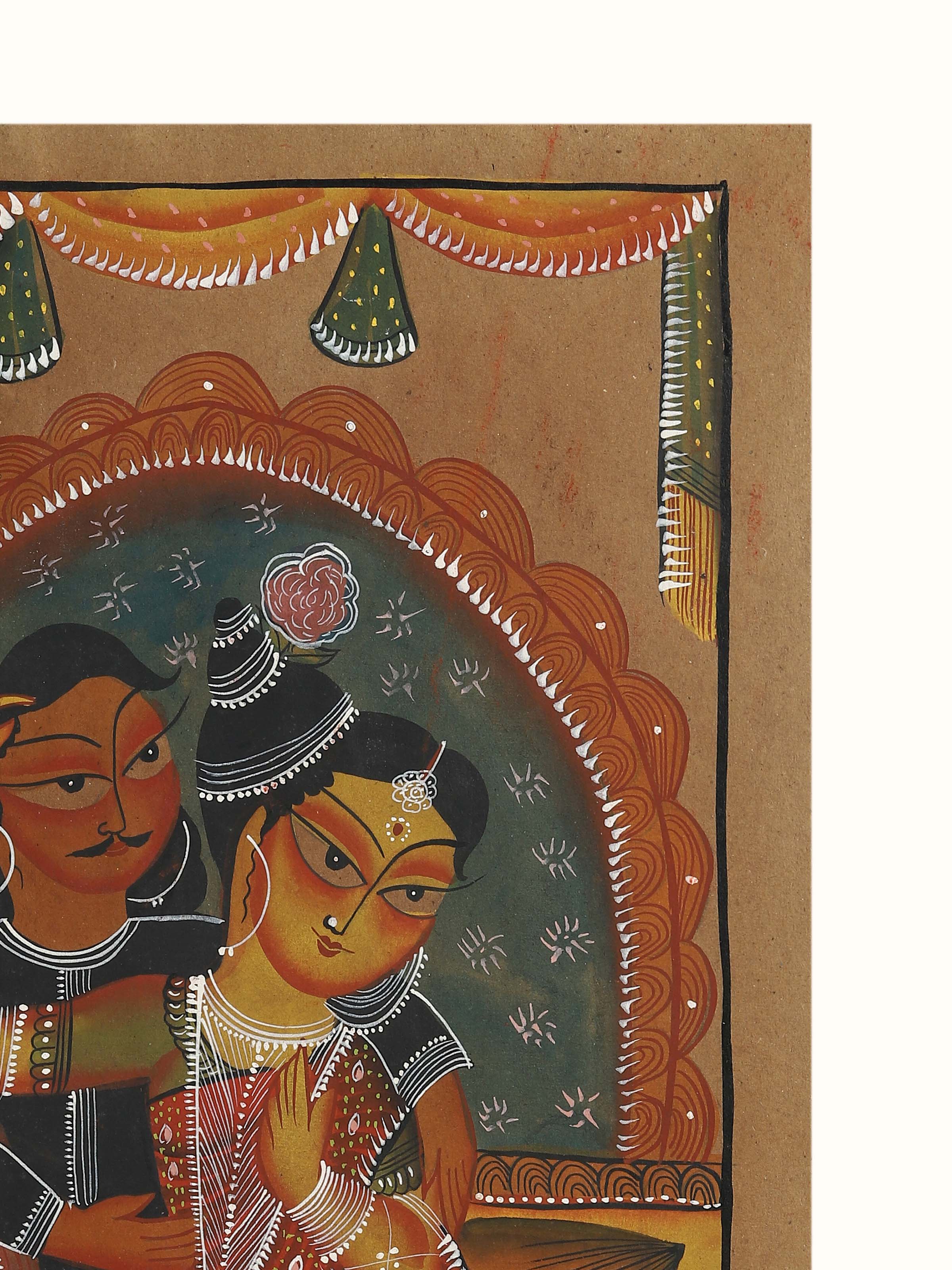 Detail shot of Babu Bibi Kalighat Painting