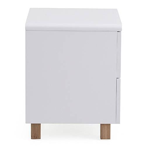 Oslo Engineered Wood Bedside Table in White Finish