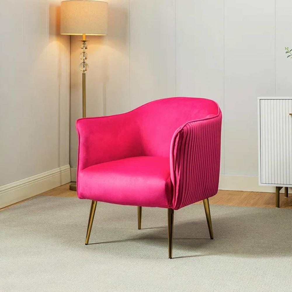 Celeo Solid Wood Accent Chair in Pink Colour