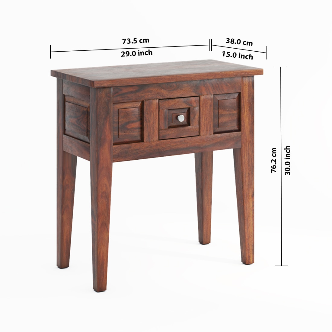 Mko Solid Wood Console Table in Walnut Finish