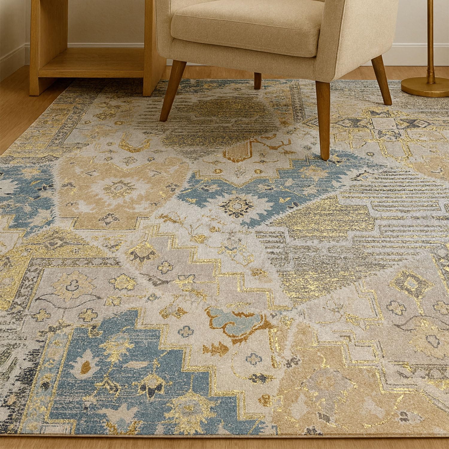 Luxe Home Polyester Abstract Carpet – (5x7 Feet, Multicolor, TPR)