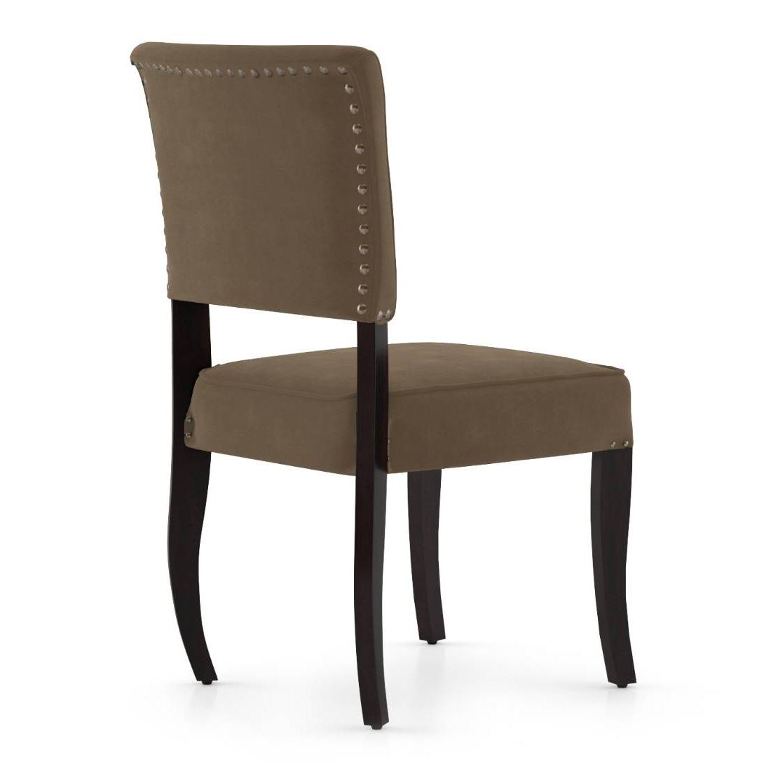 Aavya Solid Wood Dining Chair Set Of 1 In Mahogany Finish & Brown Fabric Colour