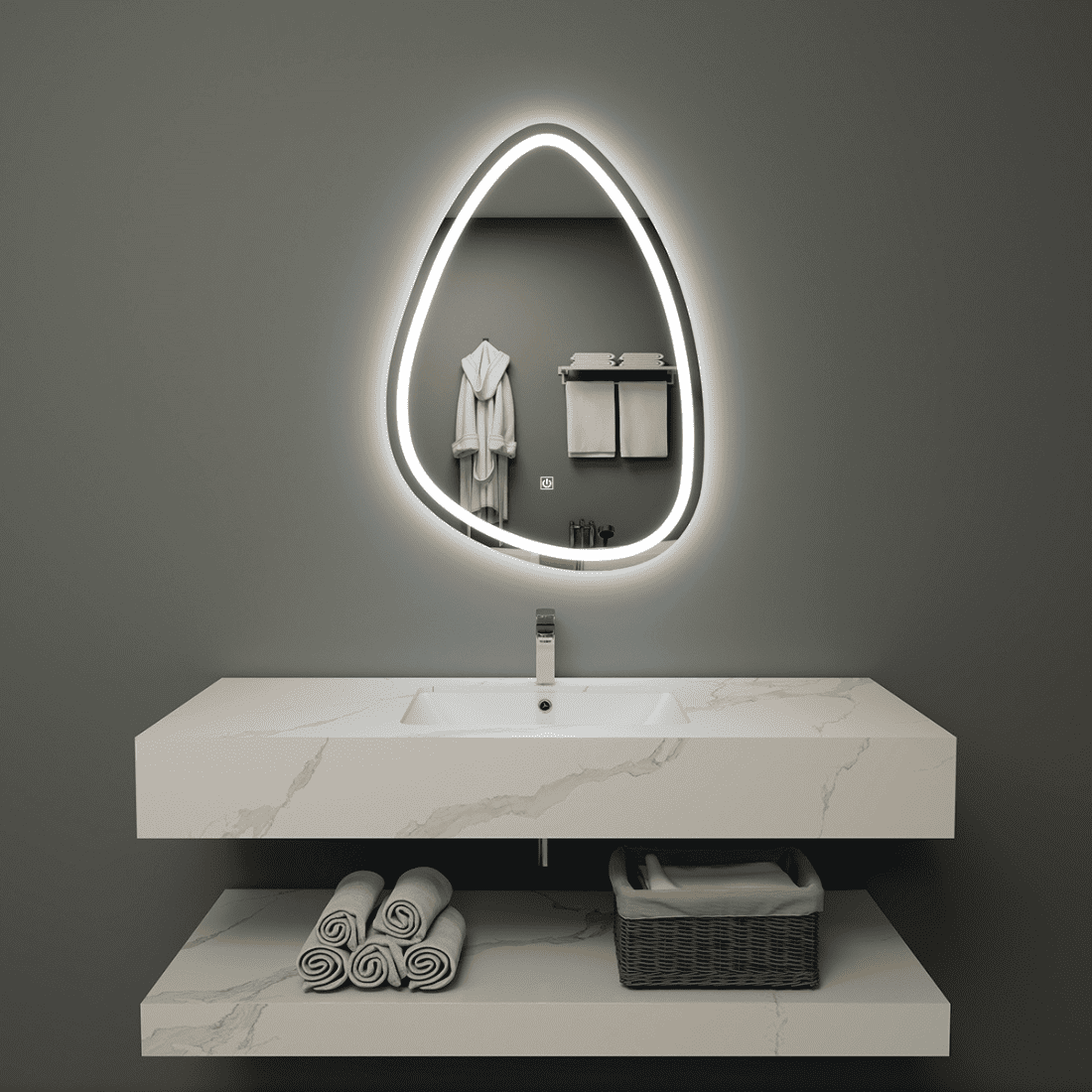 LED Water Drop Mirror with Double Touch and Defogging Feature - Modern Illuminated Mirror