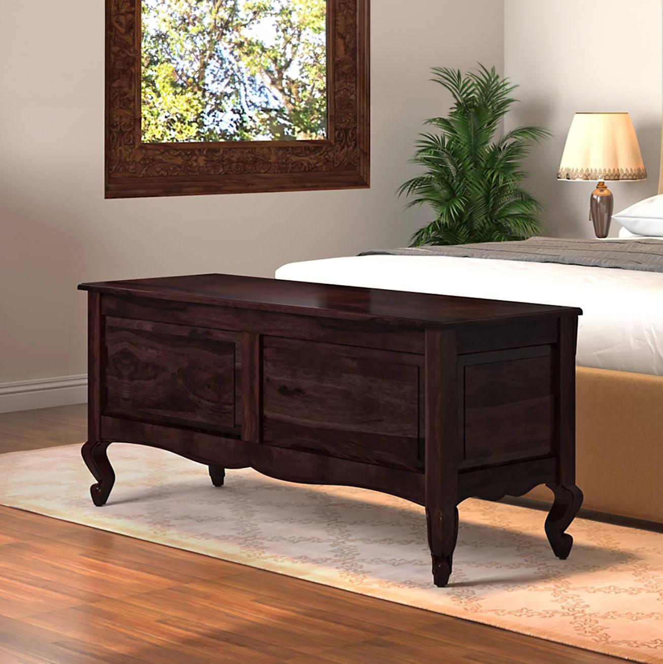 Bunai Solid Wood Free Standing Bar Cabinet In Teak Finish