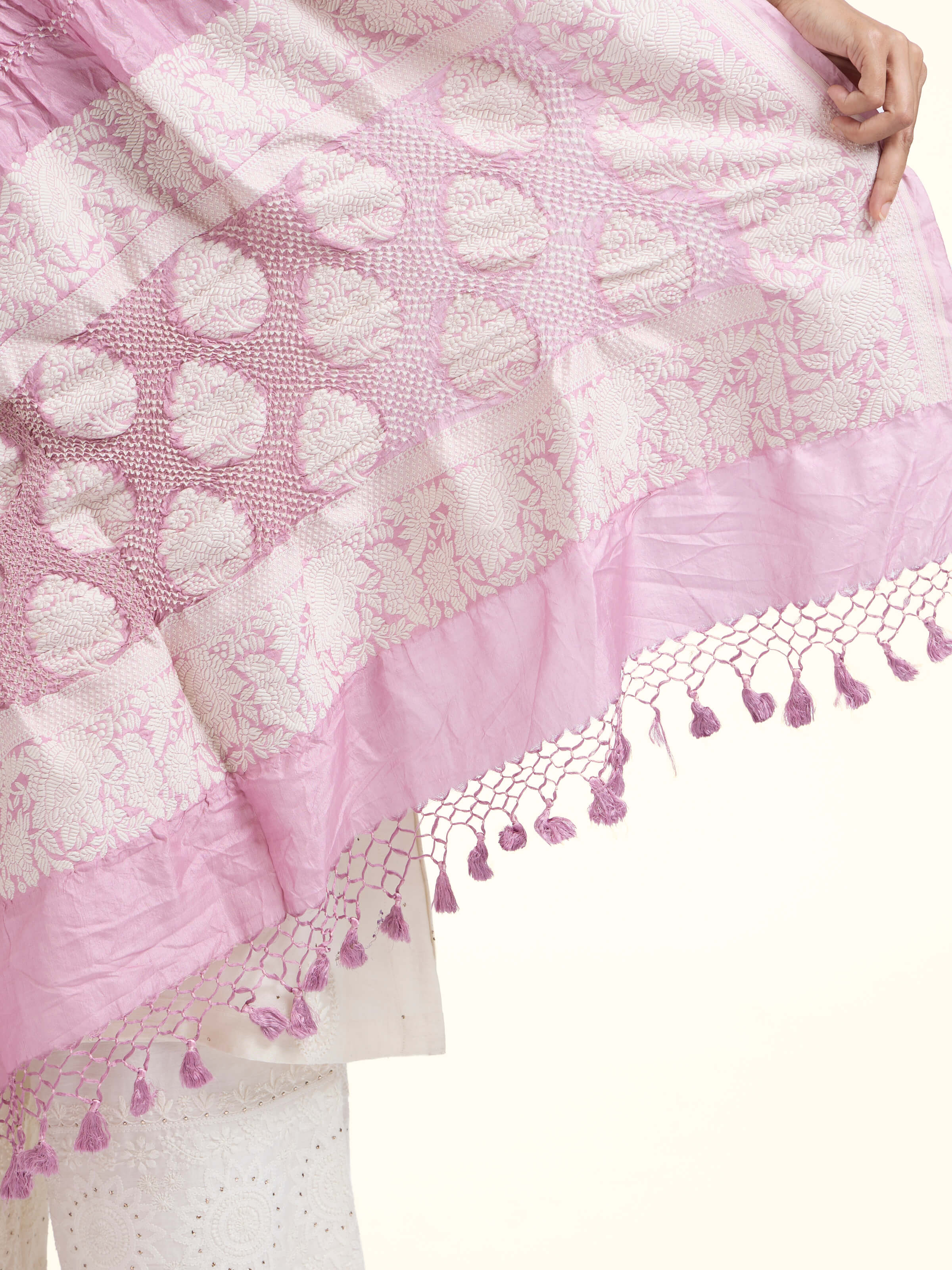 Light Pink Bandhani Tie & Dye Dupatta