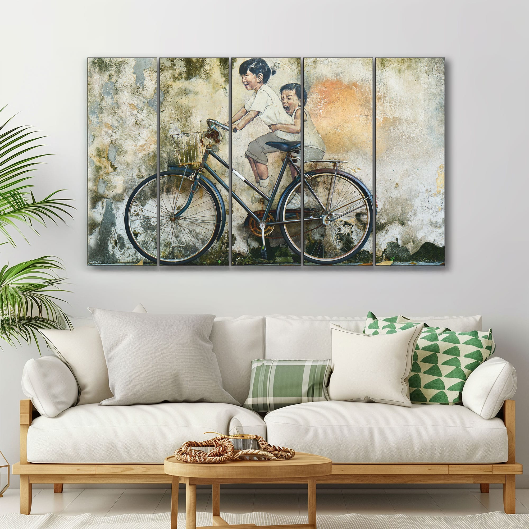 The Castle Decor Modern Bicycle Art Wall Art Framed Painting 27x48 Inch - The Castle Decor