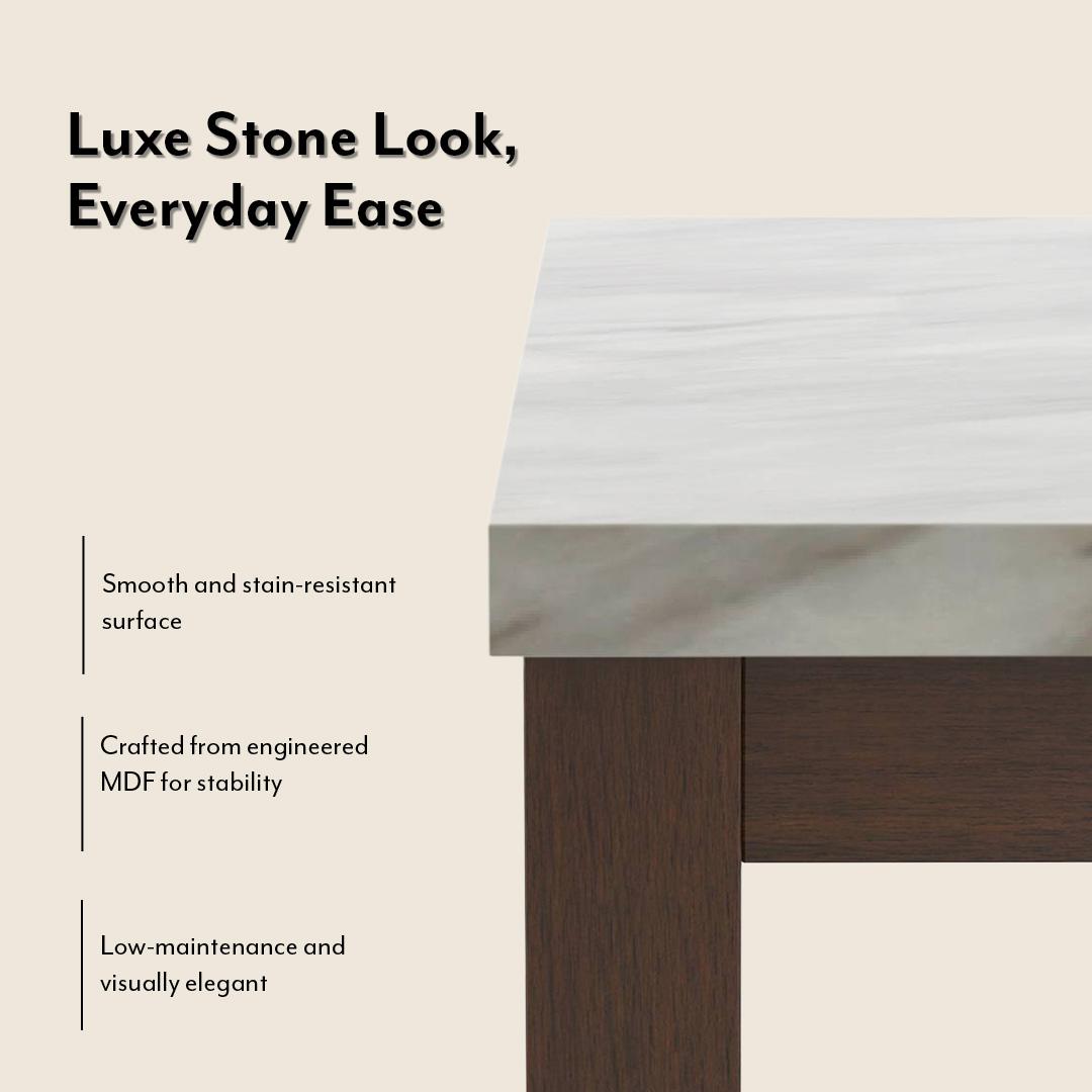 Matteo Stone 6 Seater Dining Table In Dark Walnut Finish