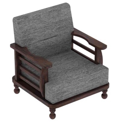 Dalton Wooden One Seater Sofa in Grey Colour