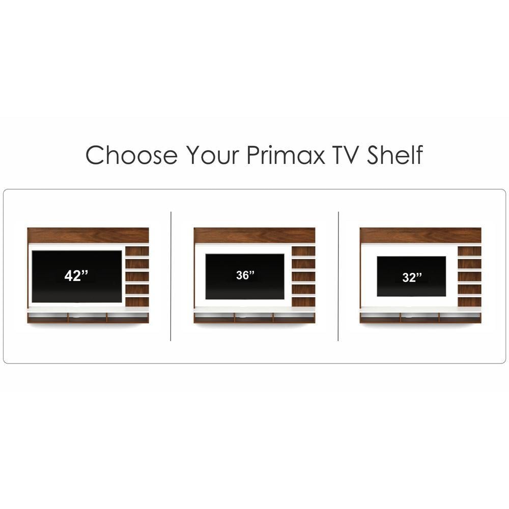 Primax Grande Engineering Wood Wall Mount TV Entertainment Unit Set Top Box Stand/TV Cabinet with Shelves for Books & Décor Display Unit Bed Living Room Upto 42 Inches (Brown Maple & White)