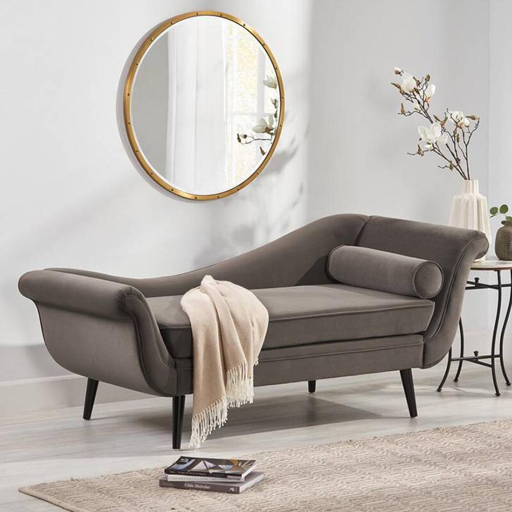 Kabera Velvet Chaise Launger in Grey Colour