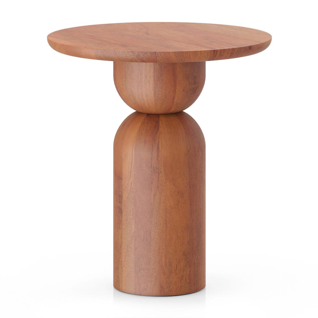 Takai Solid Wood Side Table In Red Cedar Finish