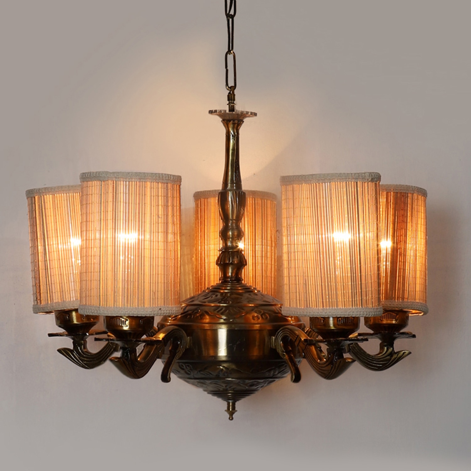 Devansh Dual Steel Metal  Wallmounted Lamp With Beige Jute  Shade