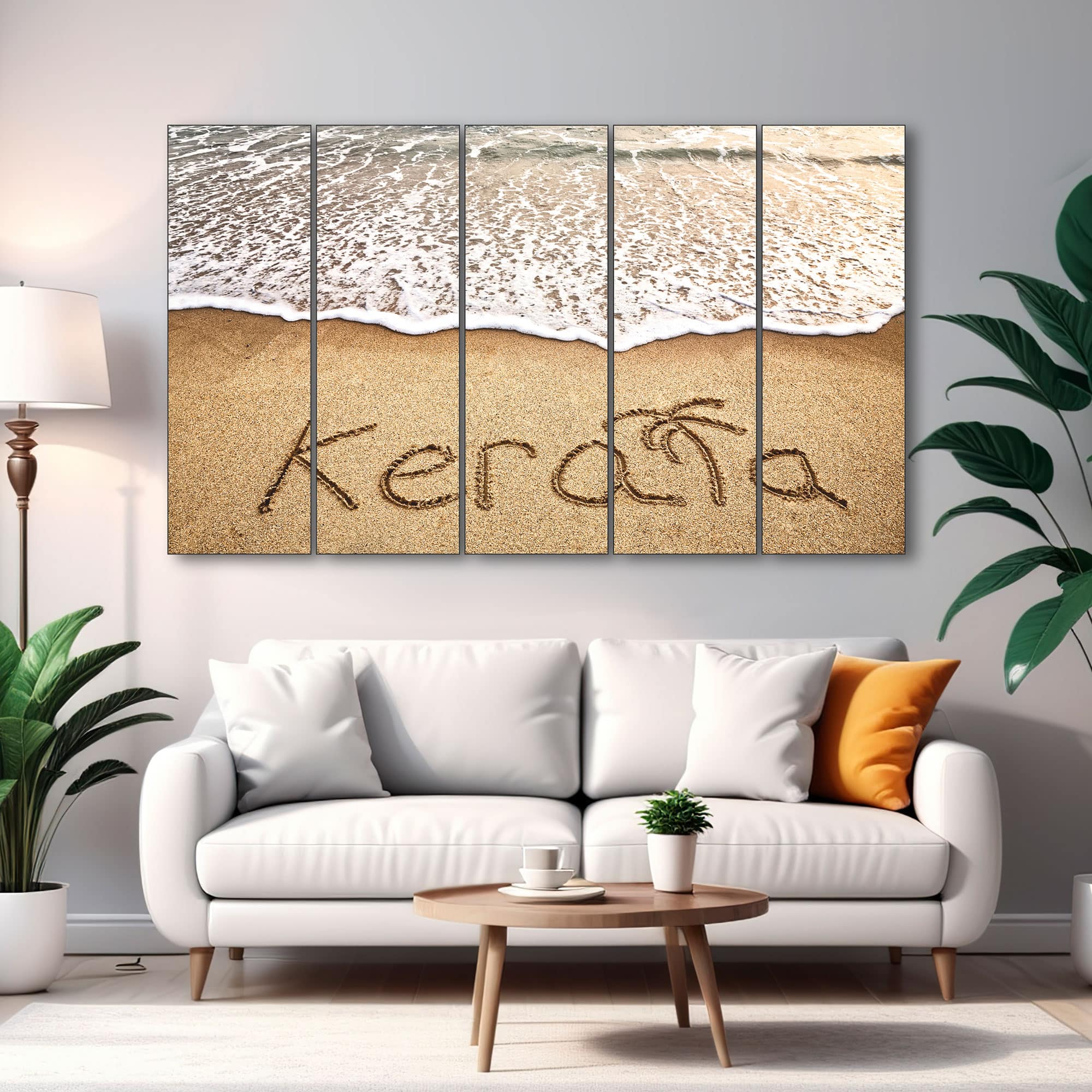 The Castle Decor Kerala Beach Wall Art Set of 5 Digital Painting 27x48 Inch - The Castle Decor
