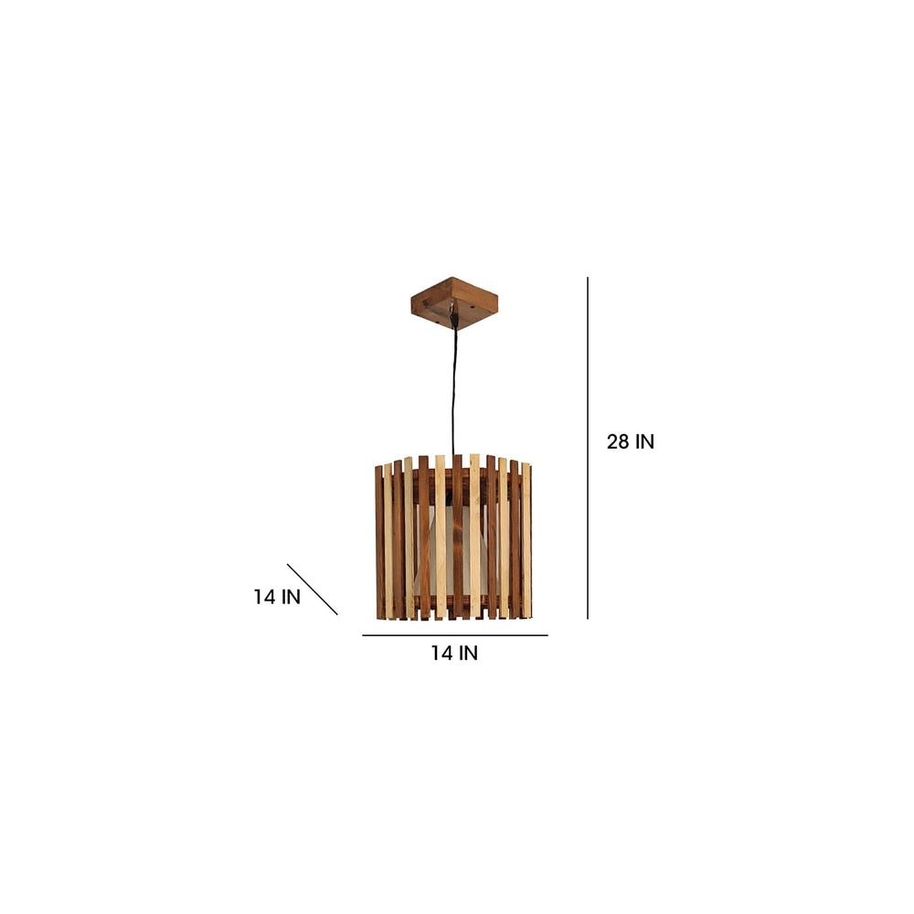Octa Brown Solid Wood Single Hanging Light