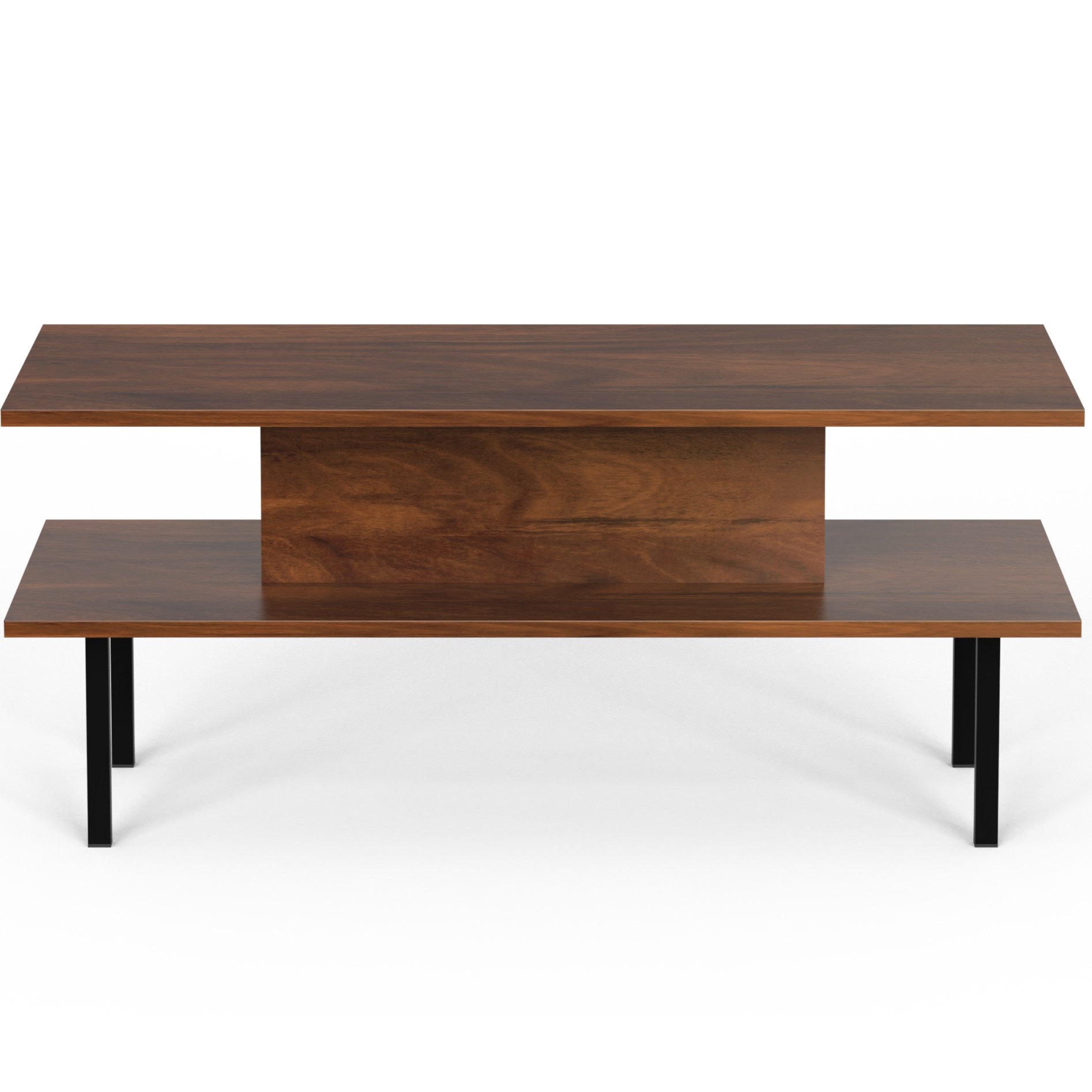 BLUEWUD Eatame Standard Engineered Wood Coffee Center Sofa Tea/Teapoy Console Table for Sofa Set Living Room Home Hall (Brown Maple)