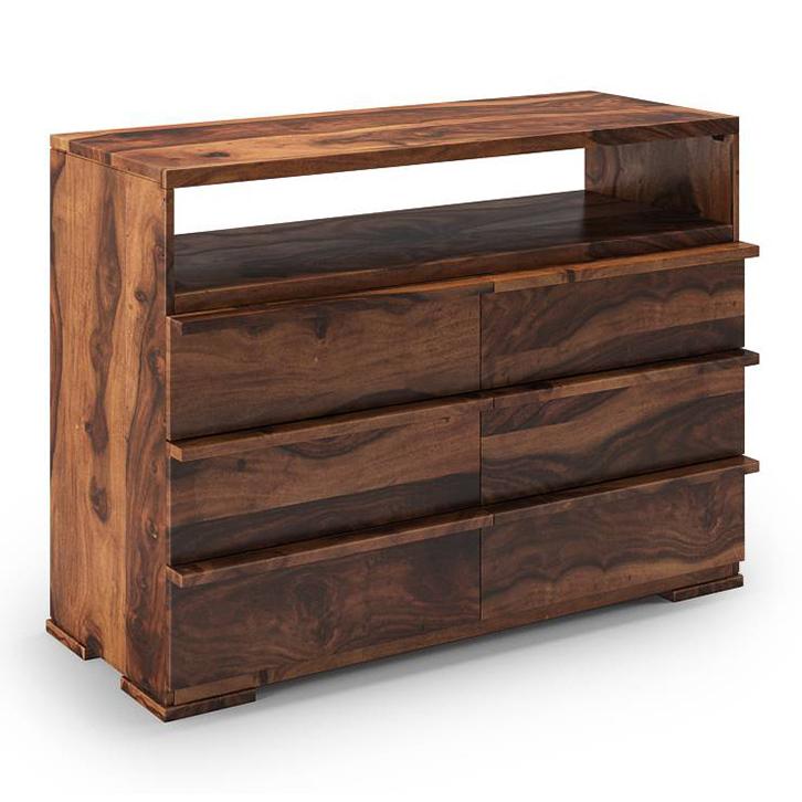 Ohio Solid Wood Chest of 6 Drawers in Teak Finish