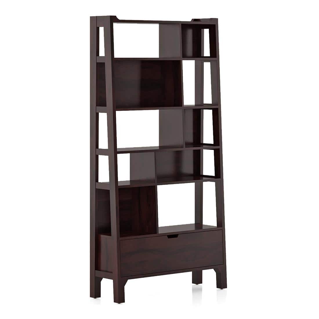 Alberto Solid Wood Bookshelf in Mahogany Finish