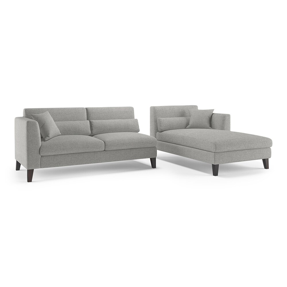 Lewis Sectional Sofa (Colour : Vapour Grey, Cushion : Soft, Seater : Right Aligned 3 Seater + Right Aligned Chaise)