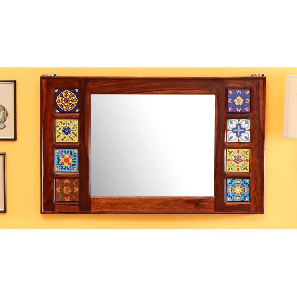 twain solid wood mirror in honey oak colour