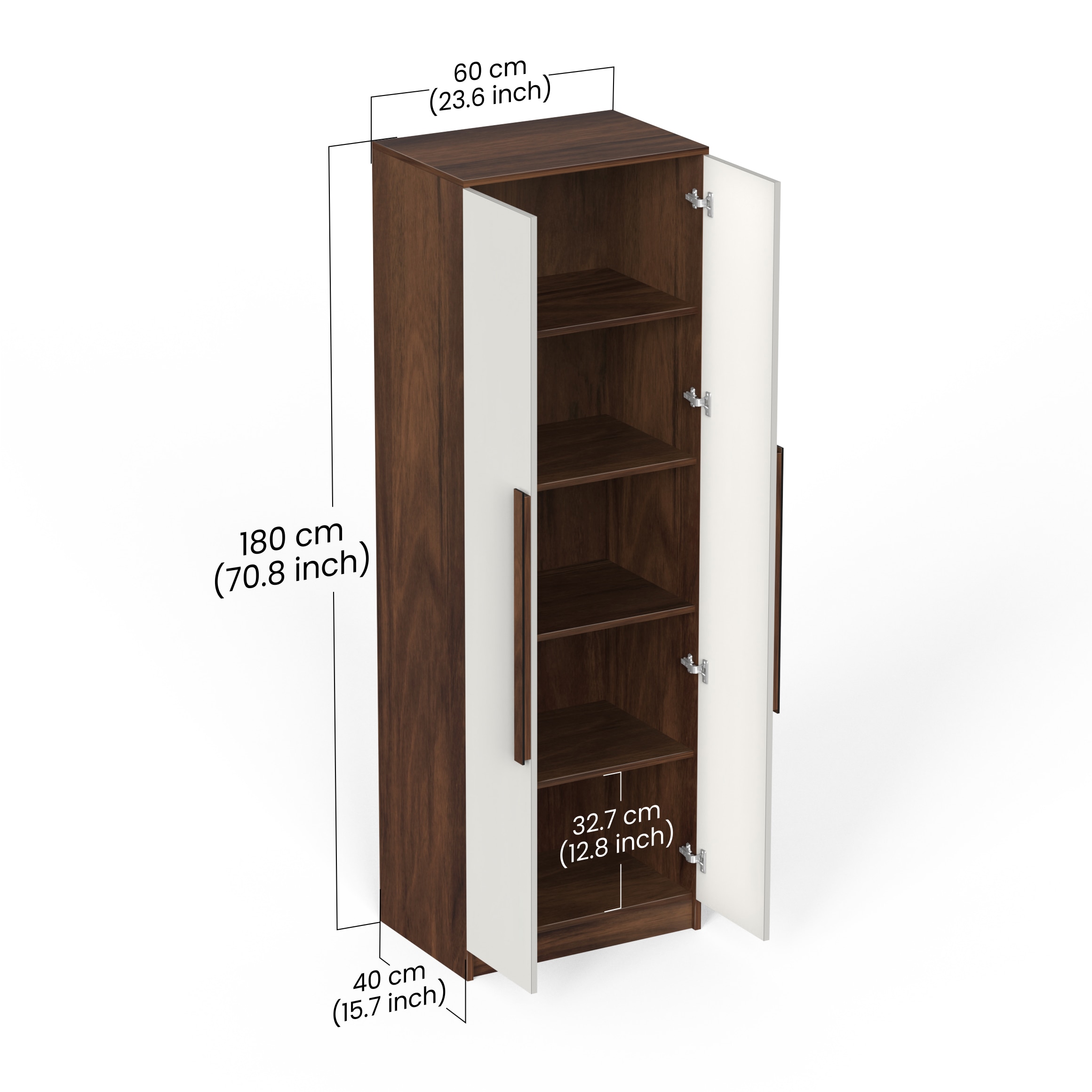 BLUEWUD Maltein Mini Engineered Wood 2 Door Wardrobe/Clothes Storage Rack Organizer Almirah Cupboard with Shelves for Bedroom Home Furniture (Brown Maple & White, 60 X 40 X 180 CM)