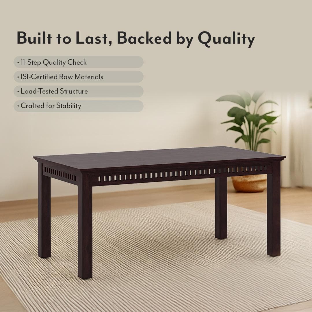 Fidora 6 Seater Dining Table In Mahogany Finish