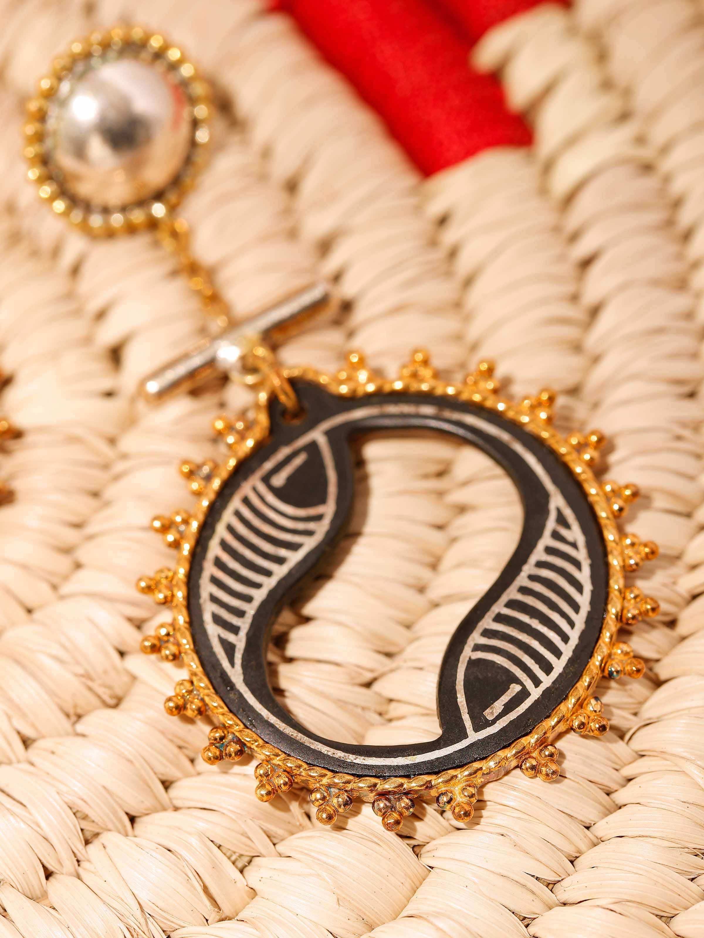 Bidri Silver Drop Earrings