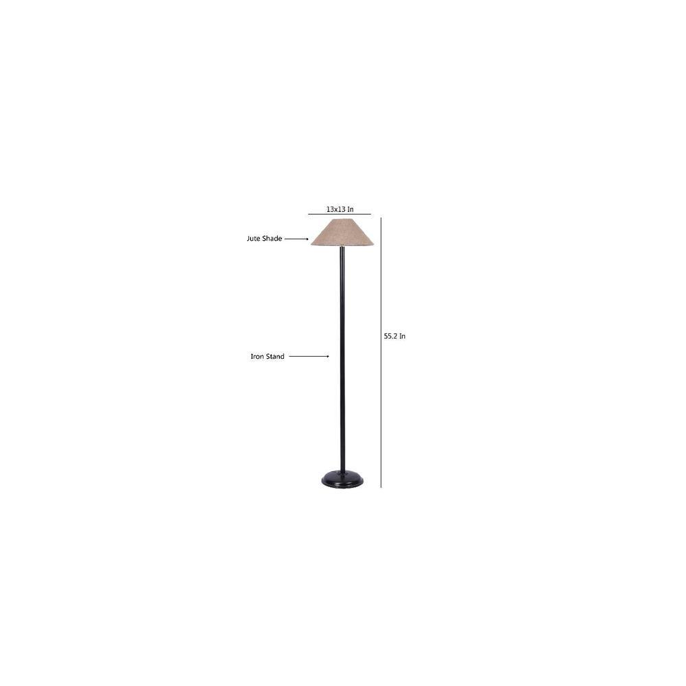 Winifred Beige Natural Fiber Floor Lamp with Black Iron Base