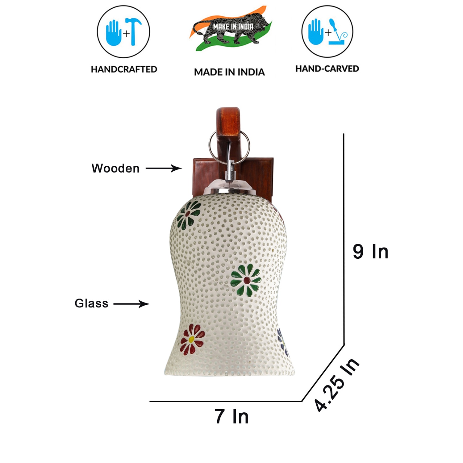 Devansh Solid Wood Electric Wall Light in Brown Colour with Multi Shade Count of 1 Light - Devansh