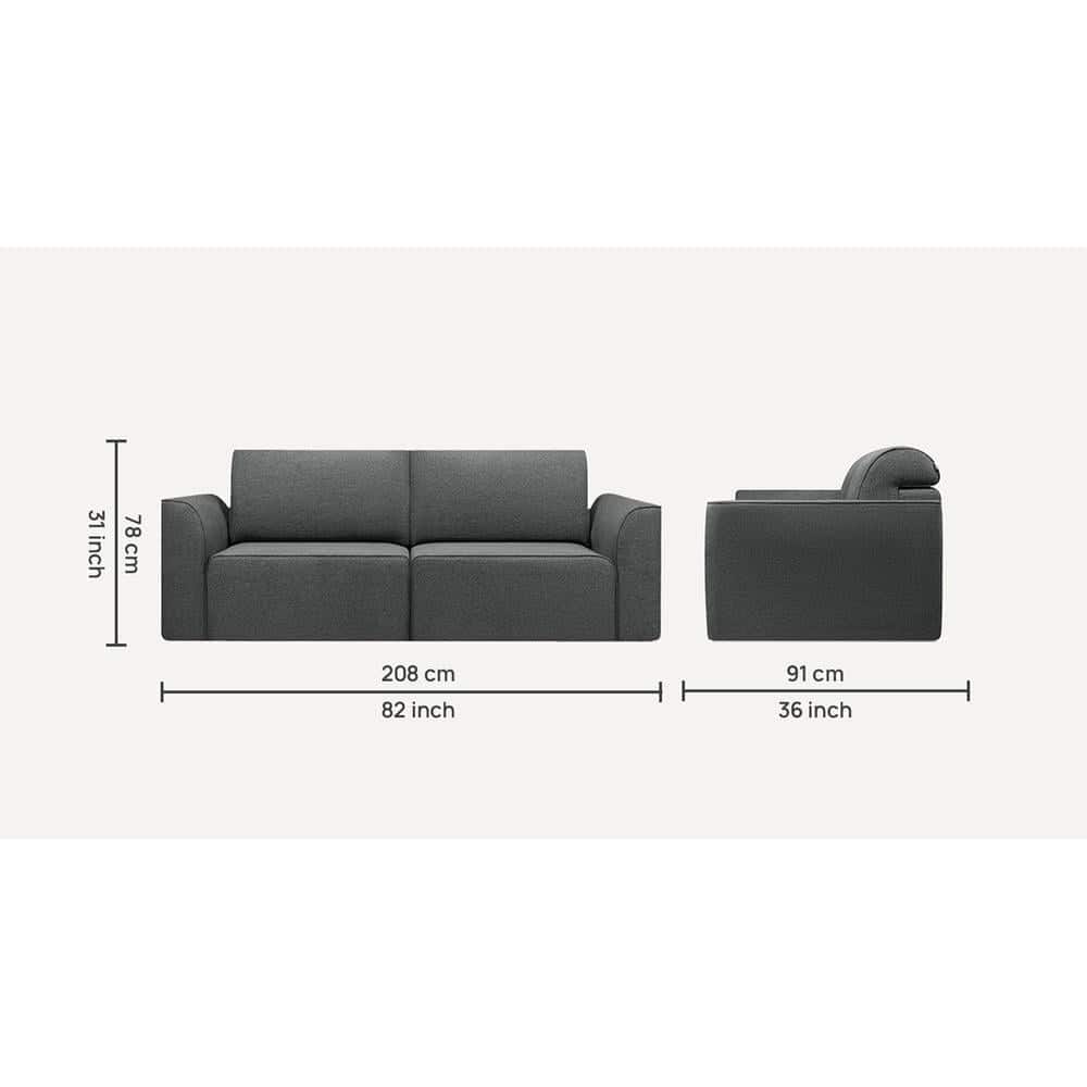 Cacef 3 Pull Out Sofa Cum Bed with storage In Grey Colour