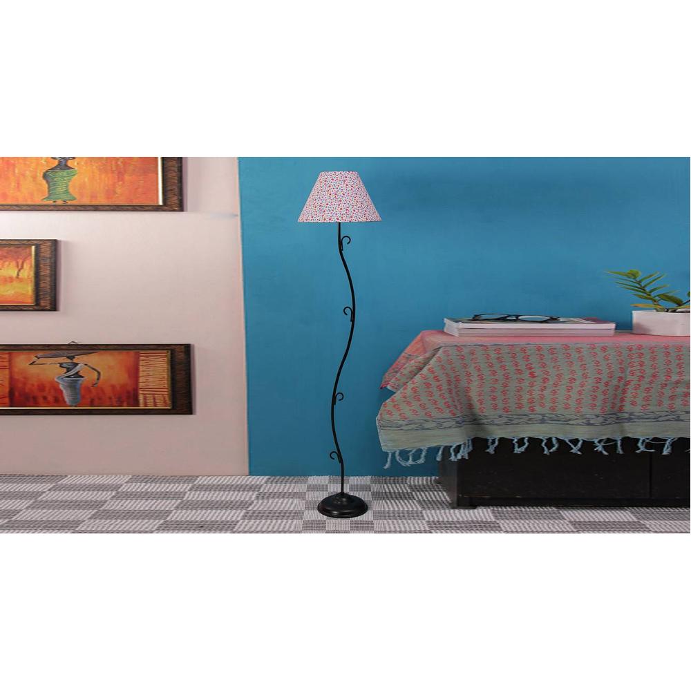 Cosma Multicolour Fabric Floor Lamp with Black Iron Base