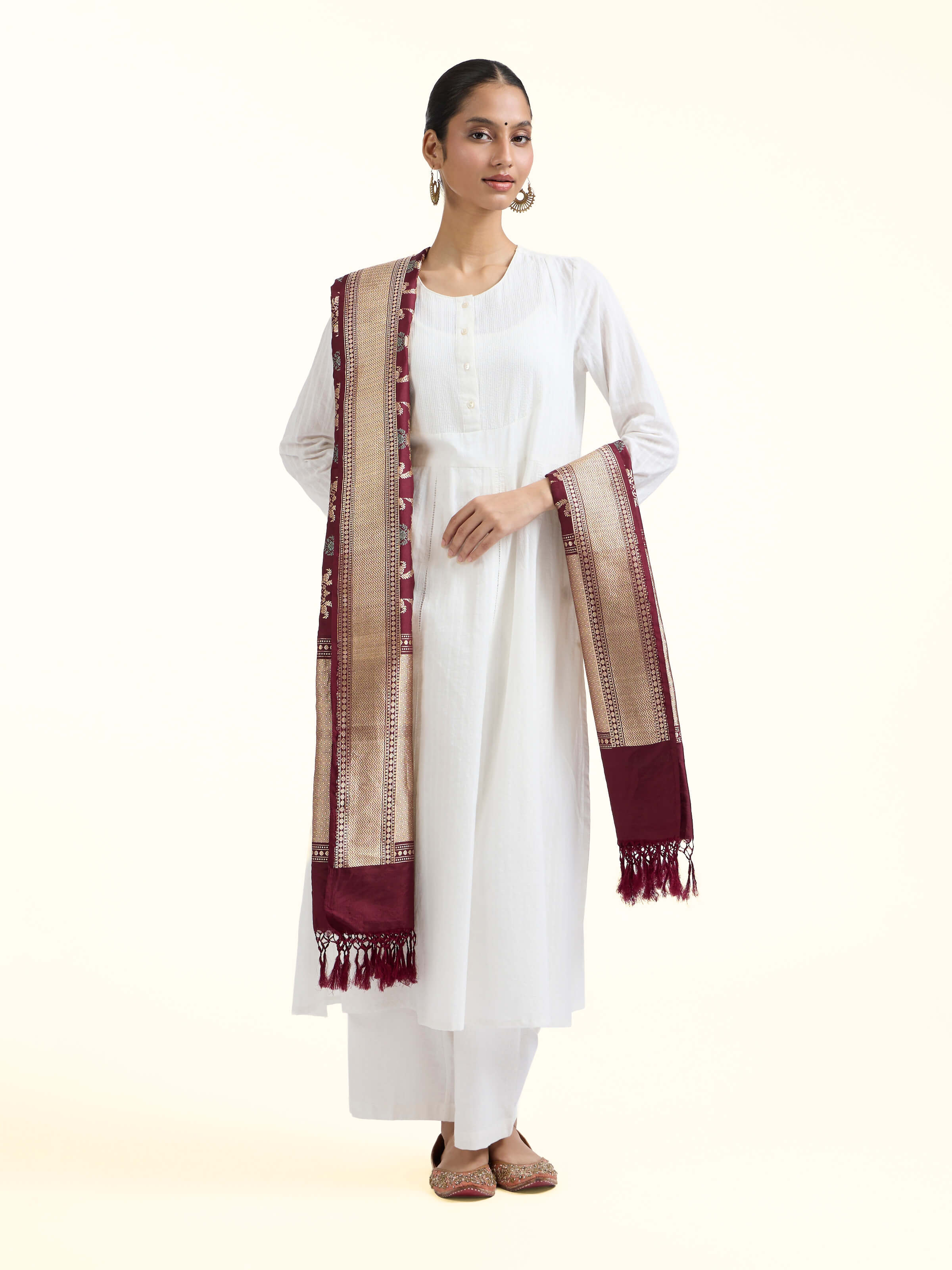 Brown Silk Banarasi Dupatta