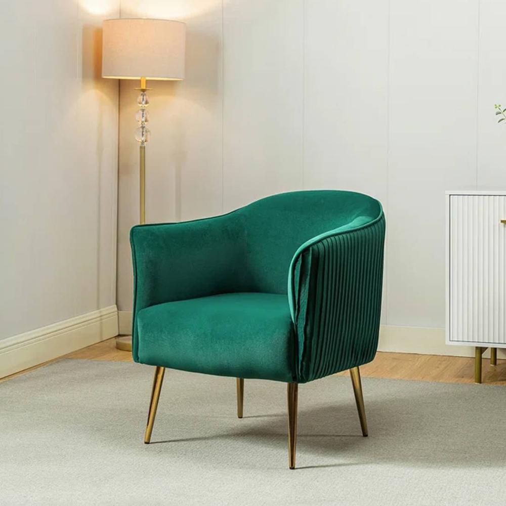 Celeo Solid Wood Accent Chair in Green Colour - Home Lifestylez