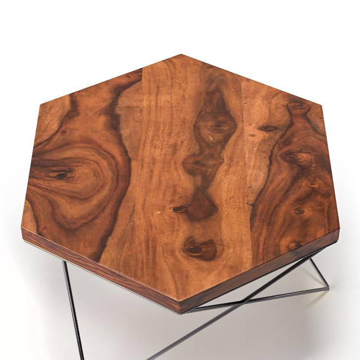 Dyson Abstract Metal Coffee Table In Teak Finish