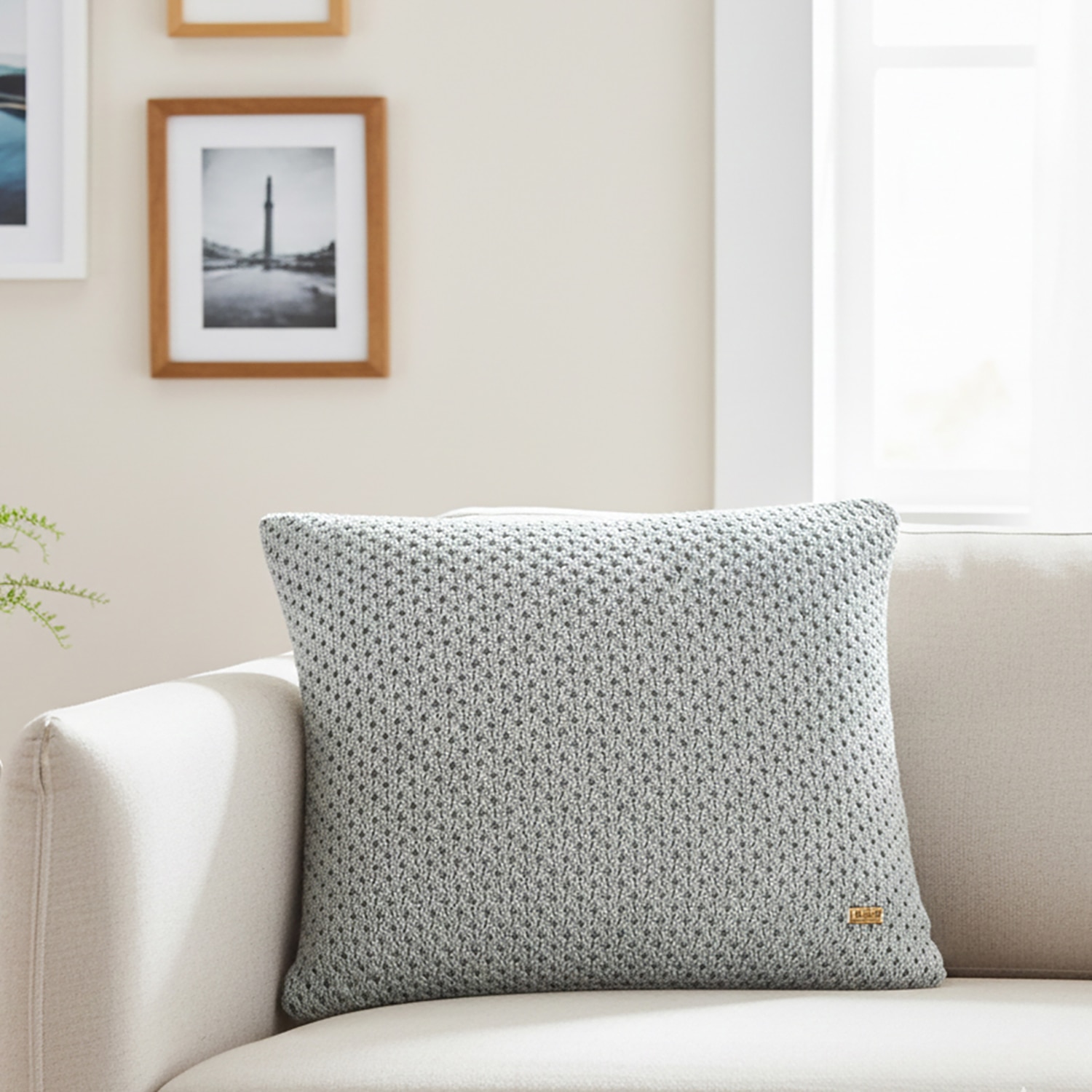 Jewel Grey Melange  And Silver Cushion Cover  16X16 Inches - Pluchi