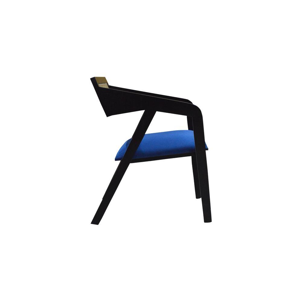 Serene Solid Wood Lounge Chair In Blue Fabric