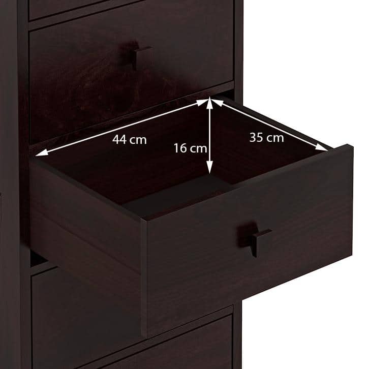 Magellan Solid Wood Chest of 5 Drawers in Mahogany Finish